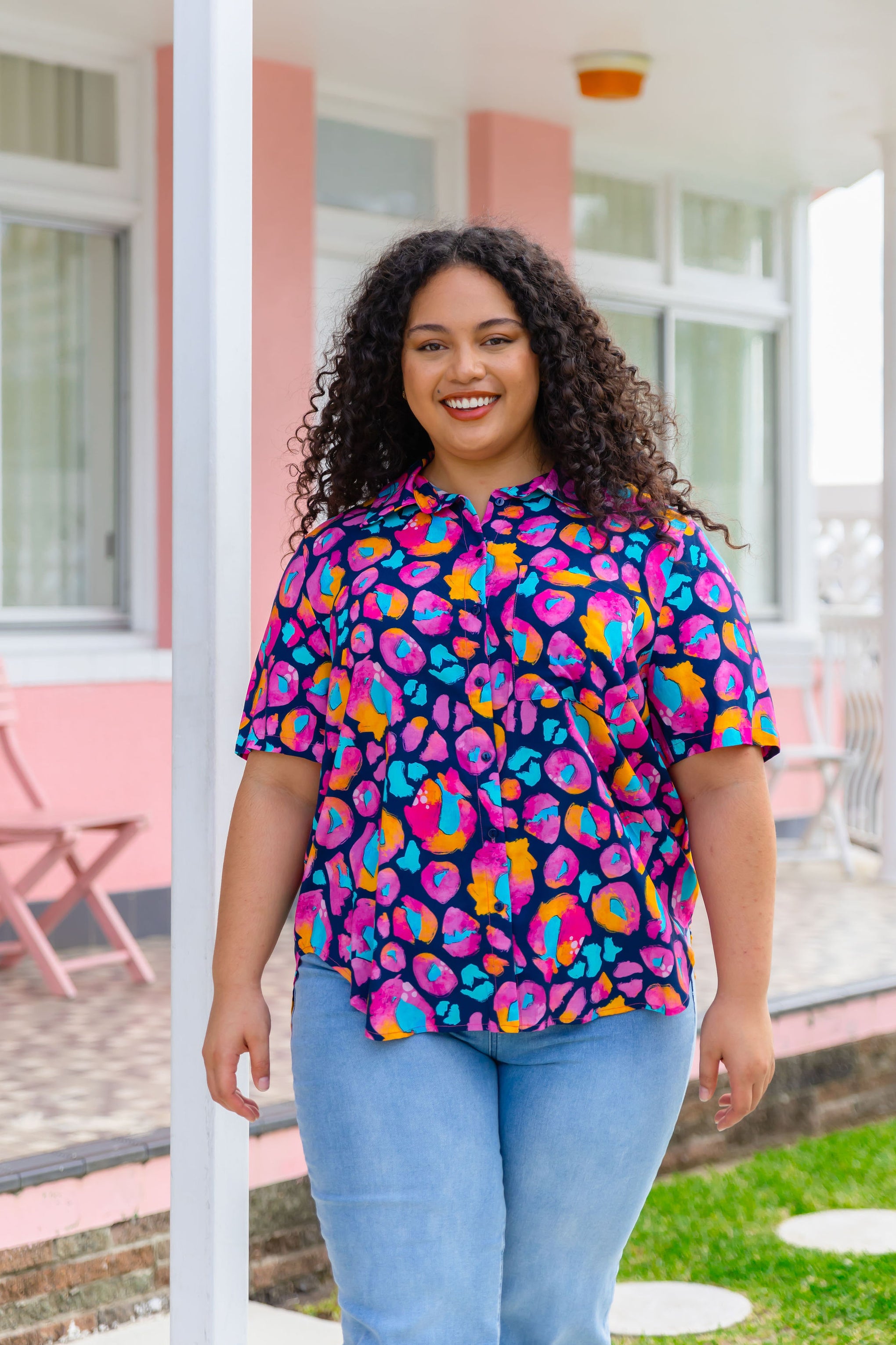 Samara Shirt in Magenta Leopard by Kasey Rainbow