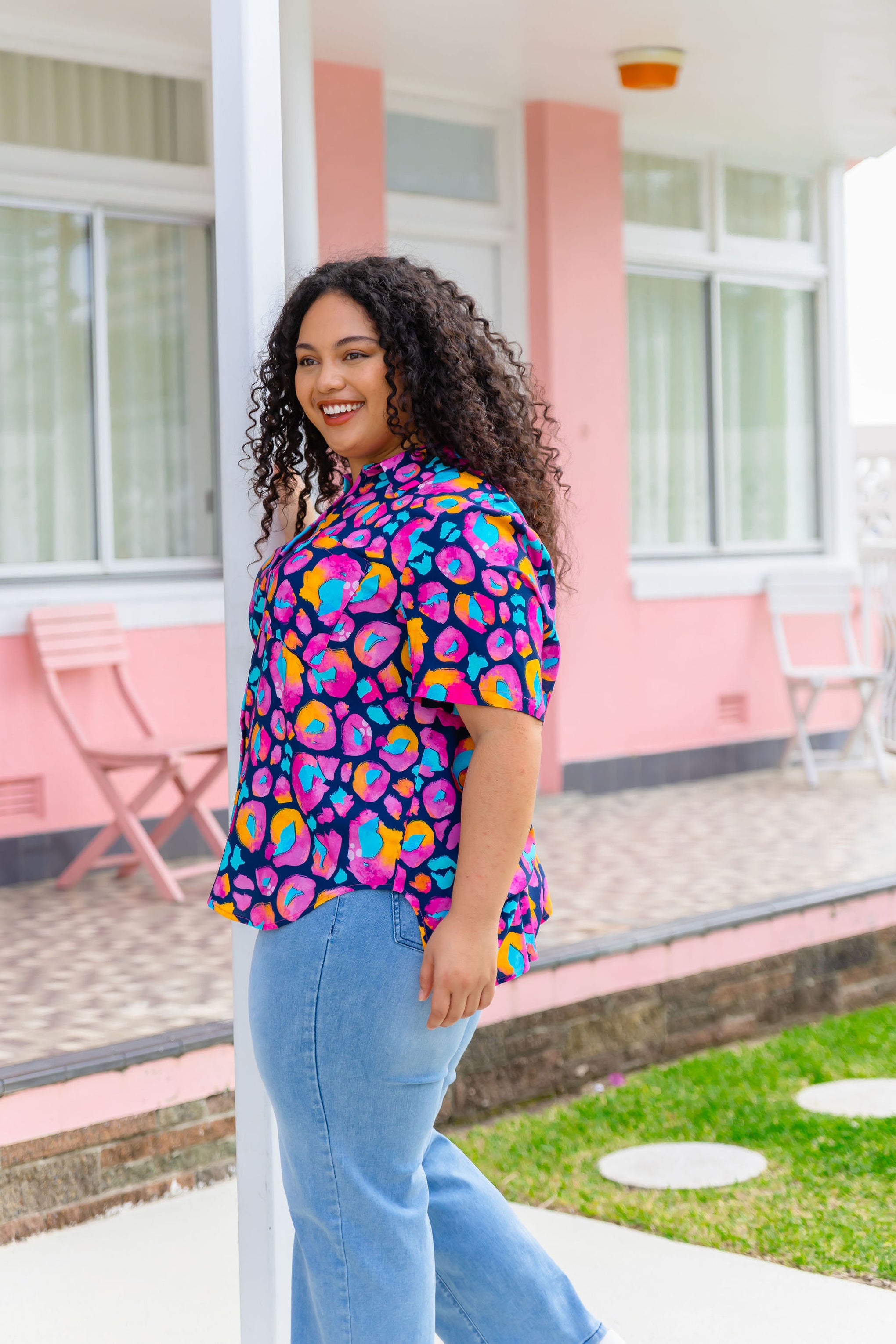 Samara Shirt in Magenta Leopard by Kasey Rainbow