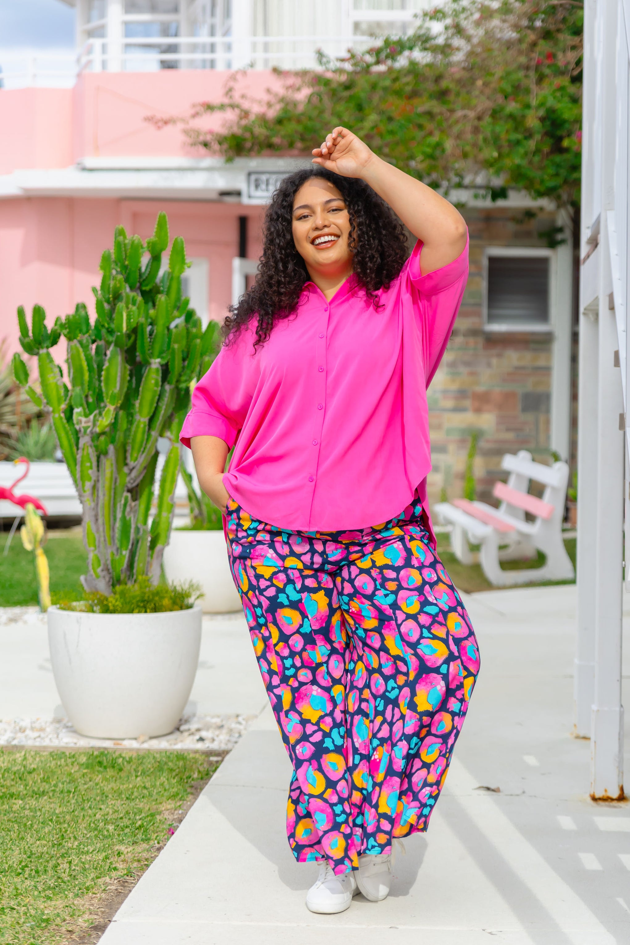 Zelda Pants in Magenta Leopard by Kasey Rainbow