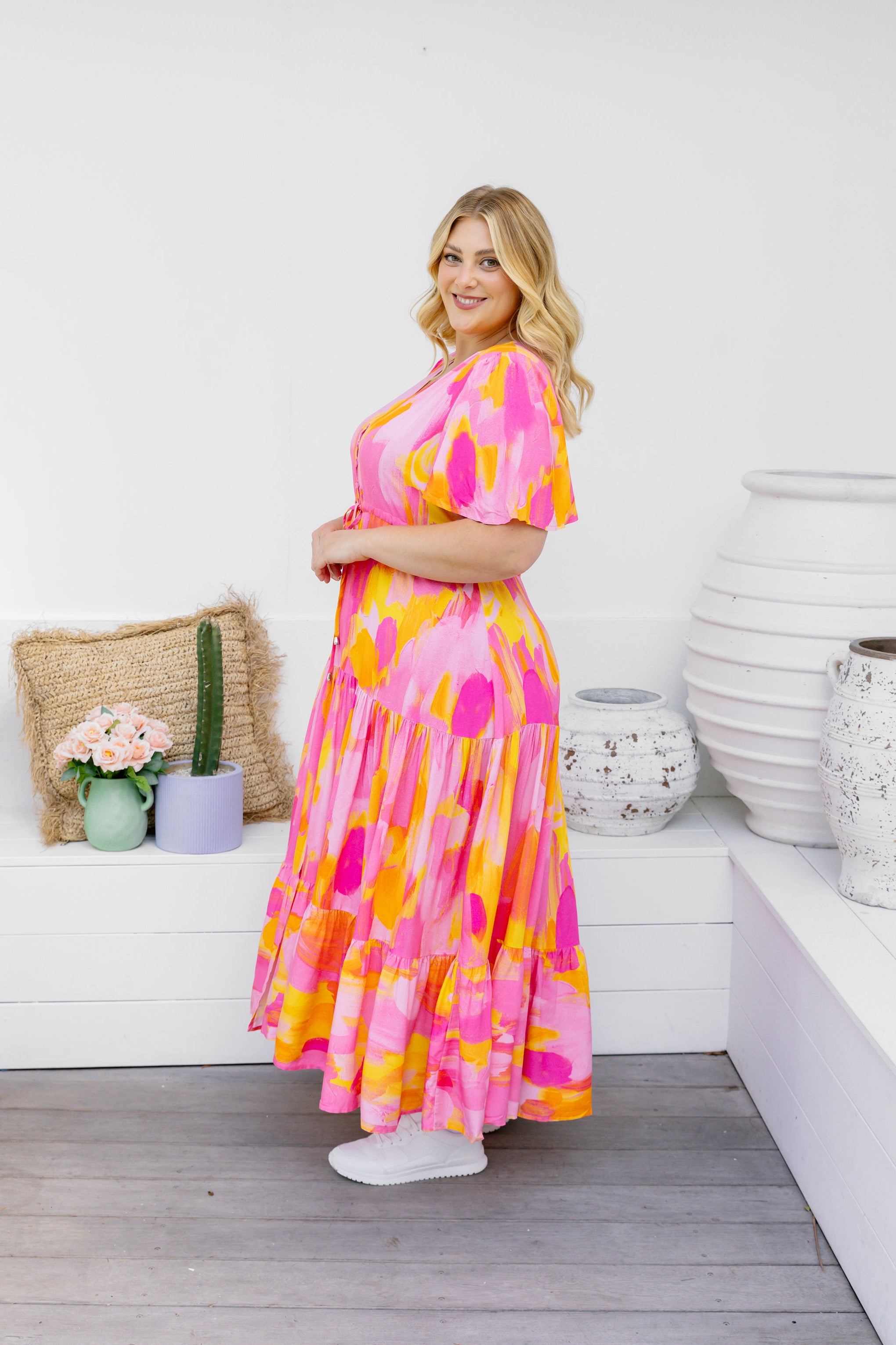 Mae Dress in Pink Bloom by Maggi McDonald