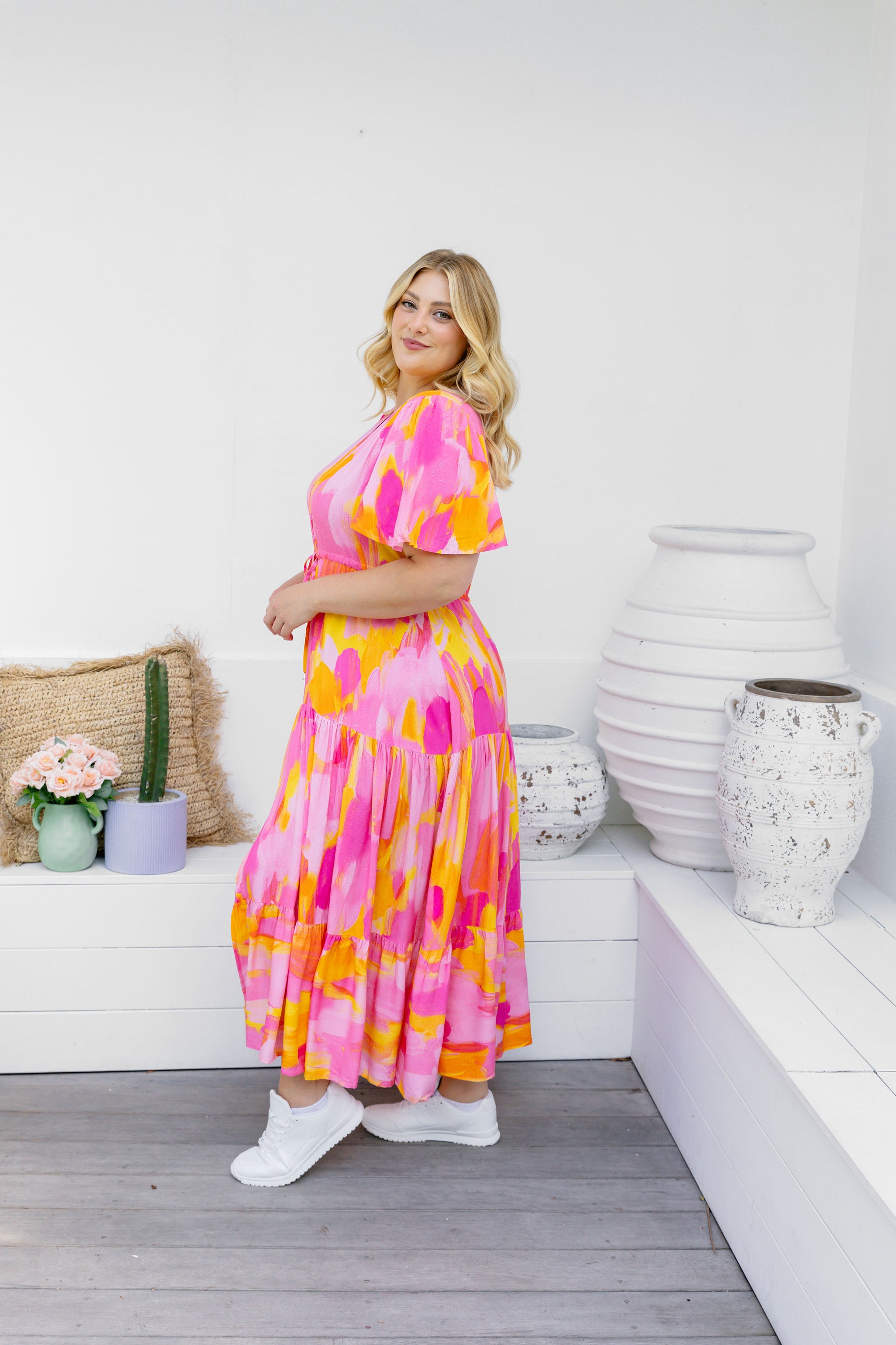 Mae Dress in Pink Bloom by Maggi McDonald