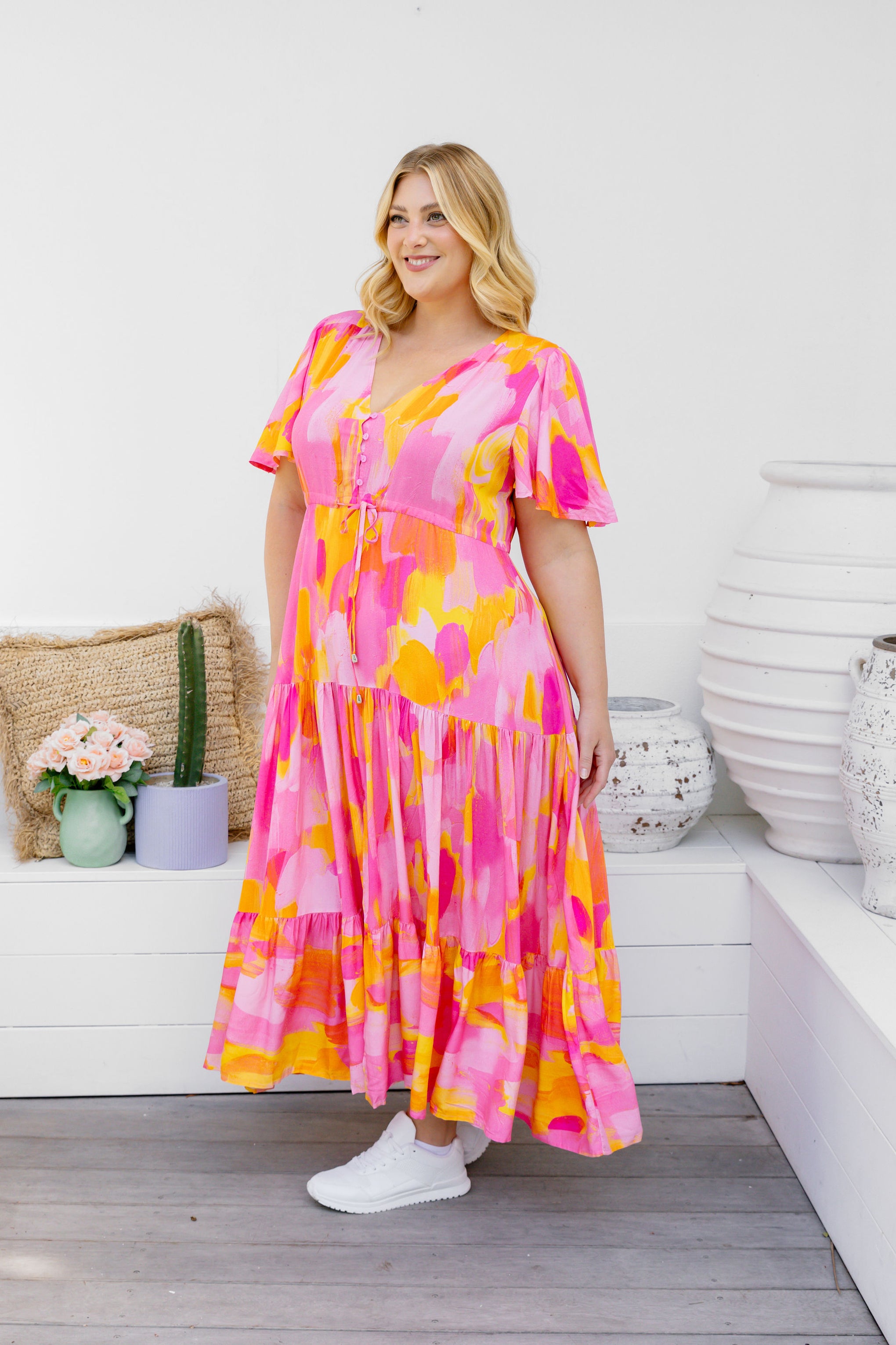 Mae Dress in Pink Bloom by Maggi McDonald