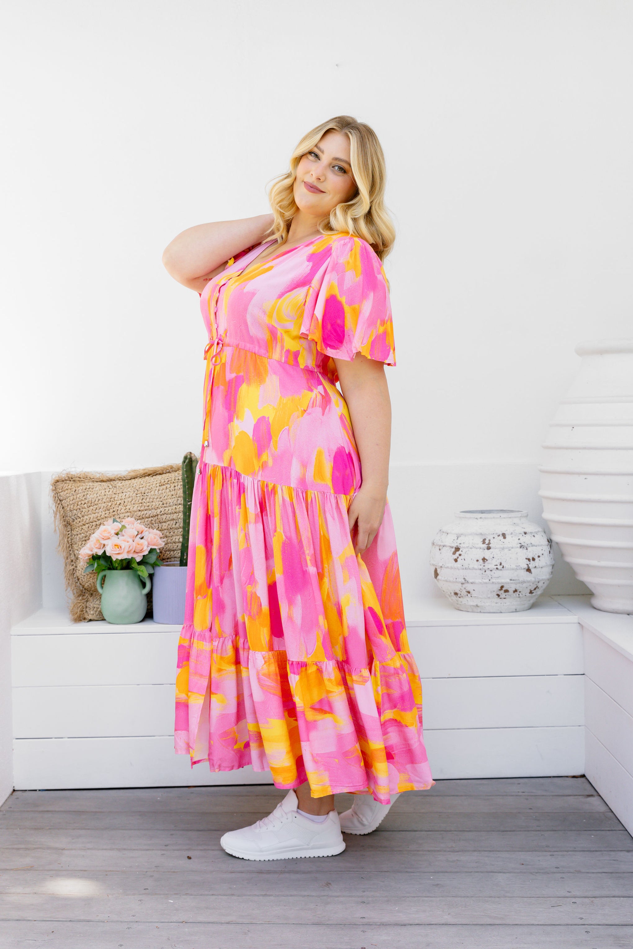 Mae Dress in Pink Bloom by Maggi McDonald