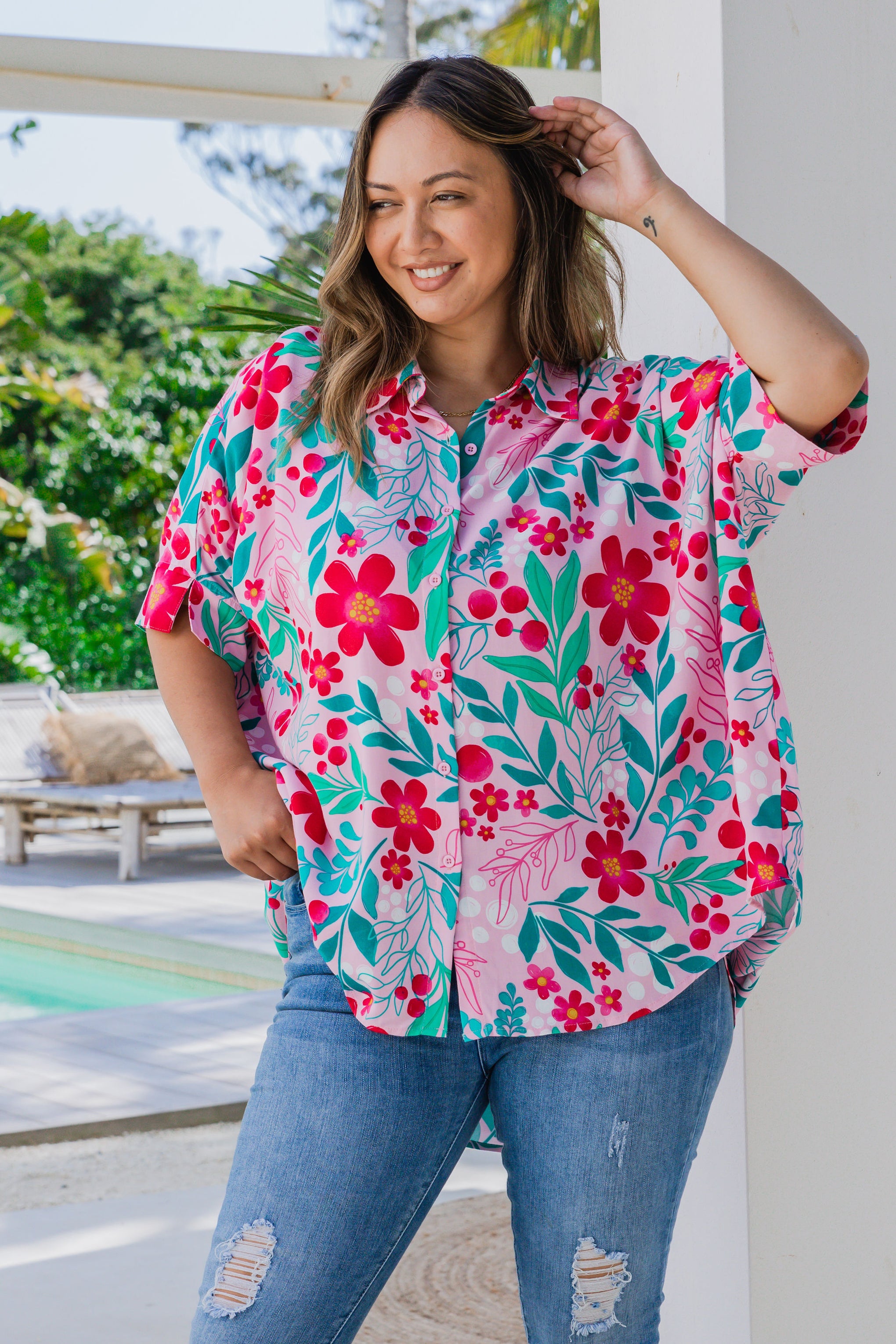 Tammin Shirt in Festive Floral by Kasey Rainbow