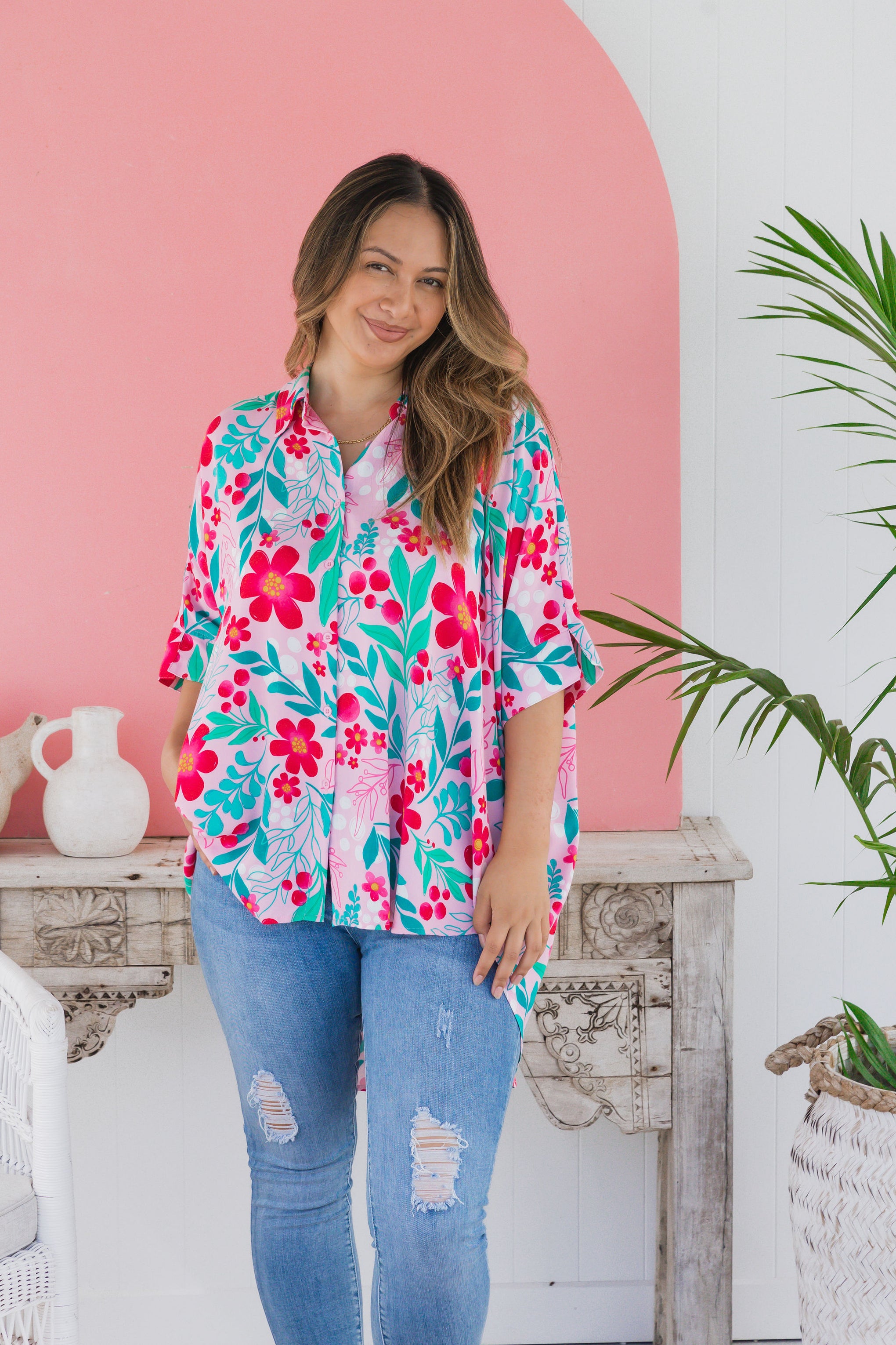 Tammin Shirt in Festive Floral by Kasey Rainbow