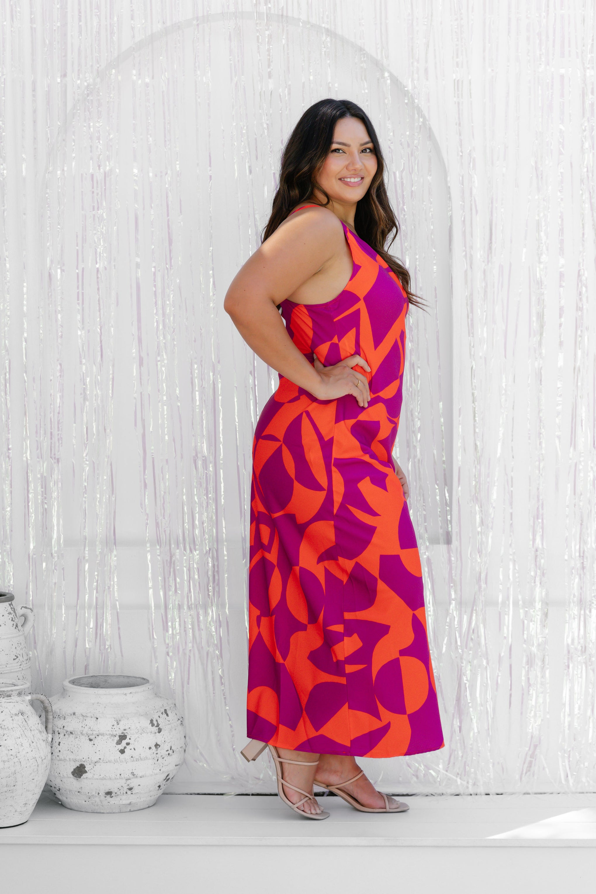 Melrose Crossover Dress in Geo Print