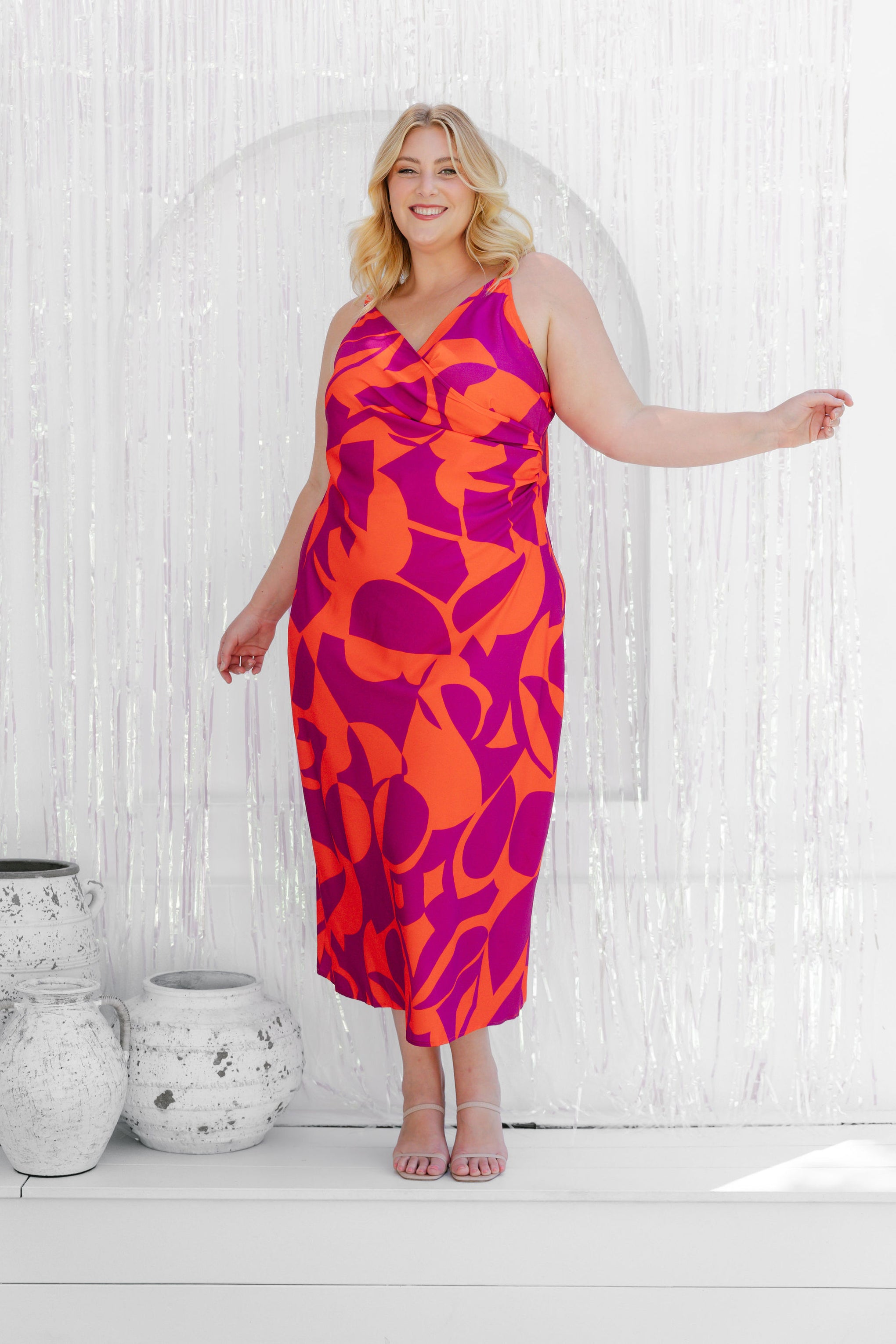 Melrose Crossover Dress in Geo Print
