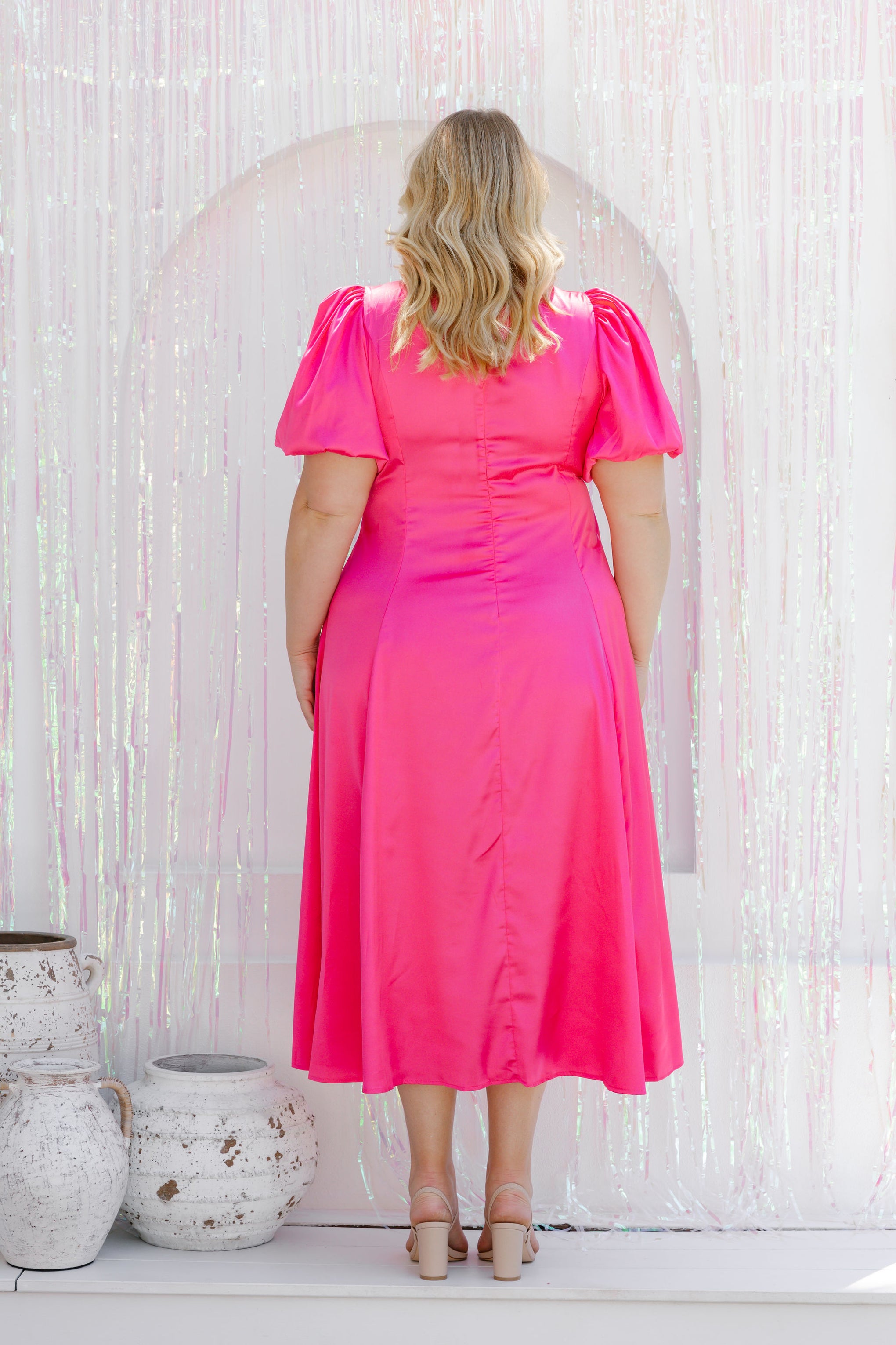 Venice Hot Pink Satin Dress