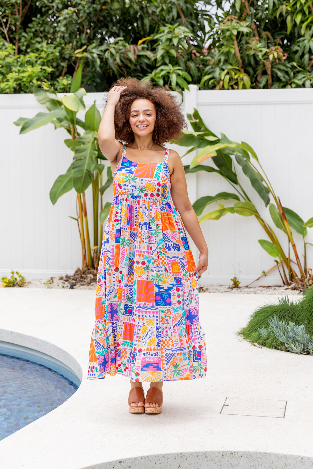 Evie Linen Blend Maxi Dress in Summer Vacation