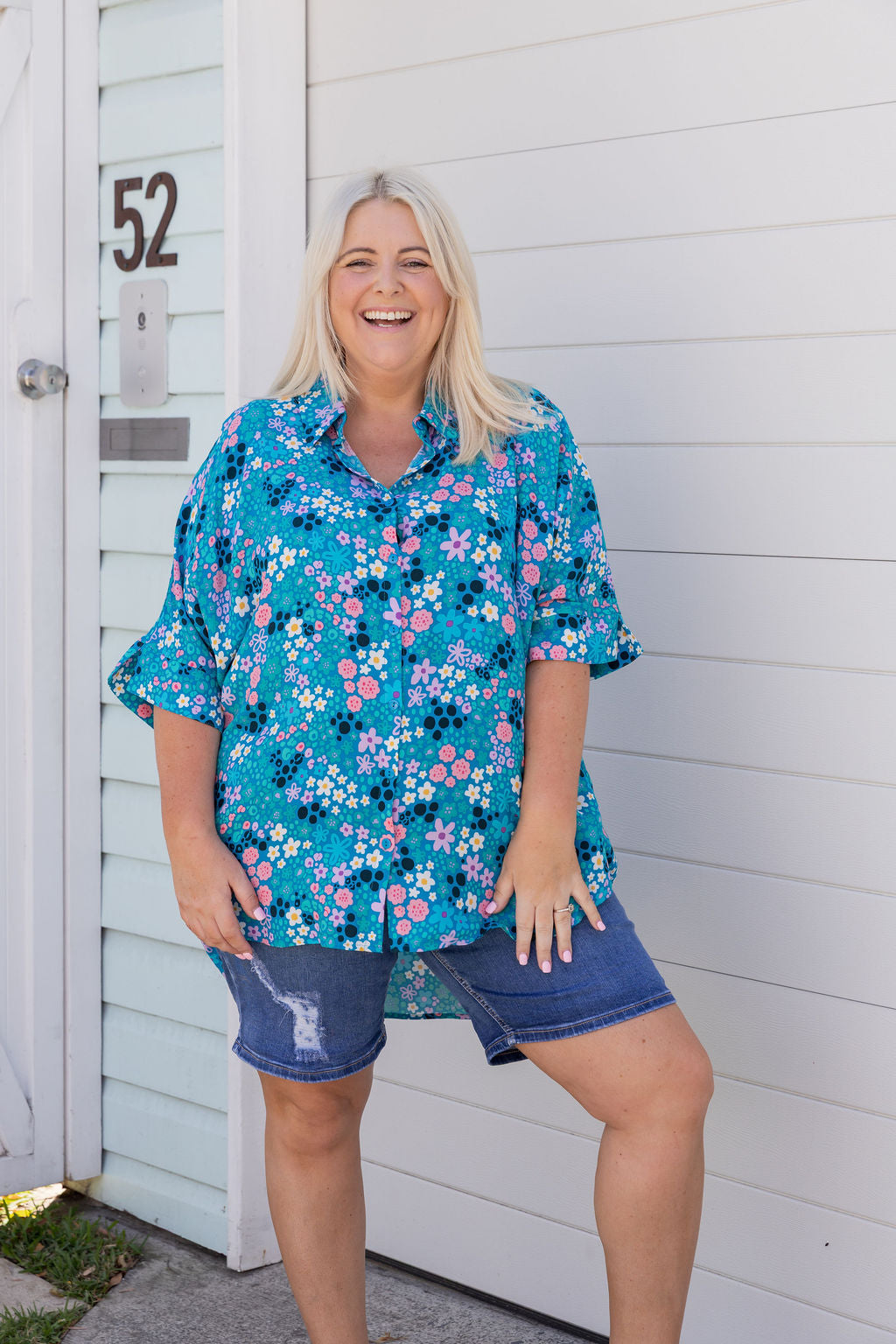 CANDY PUFF SLEEVE SHIRT（BLUE）あさぎーにょPOPPY CANDY PUFF STRIPE