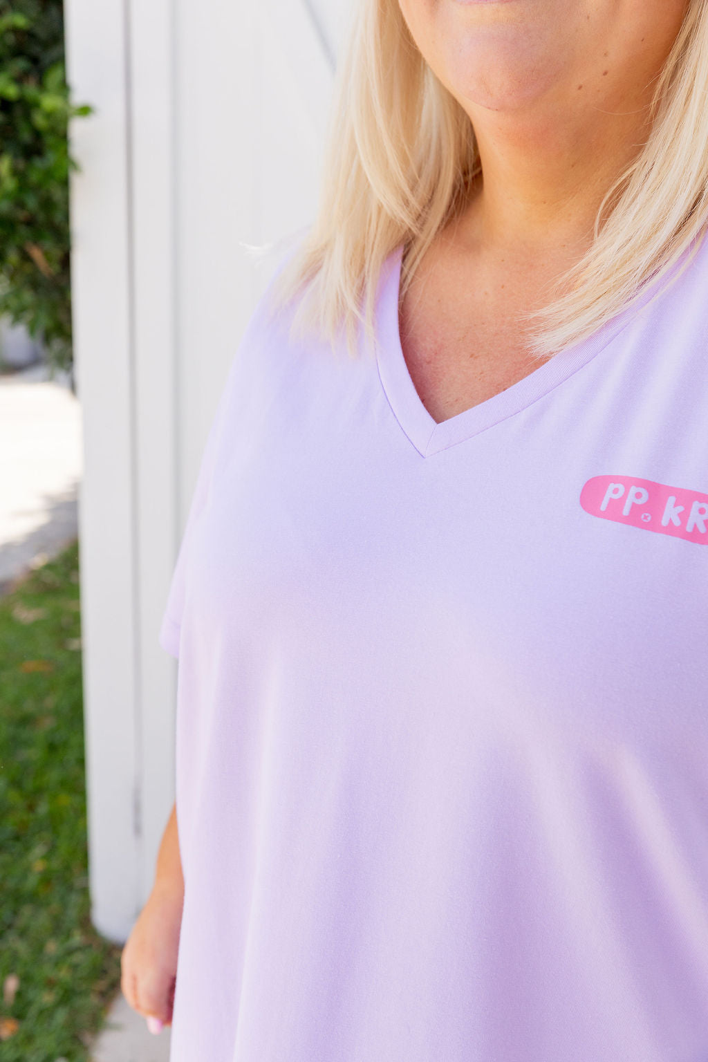 Della Relaxed V-Tee in Be Okay Lilac by Kasey Rainbow