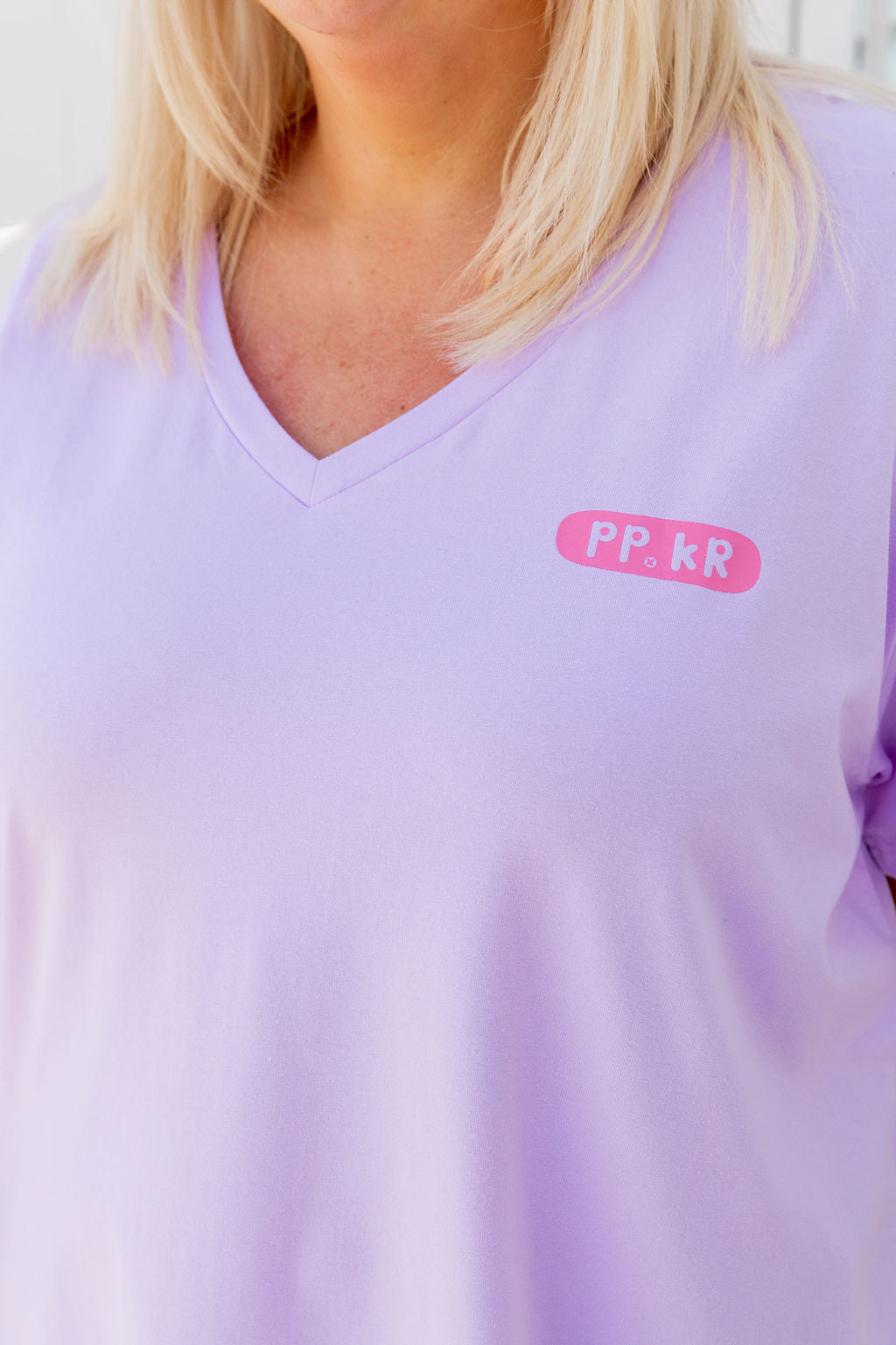 Della Relaxed V-Tee in Be Okay Lilac by Kasey Rainbow