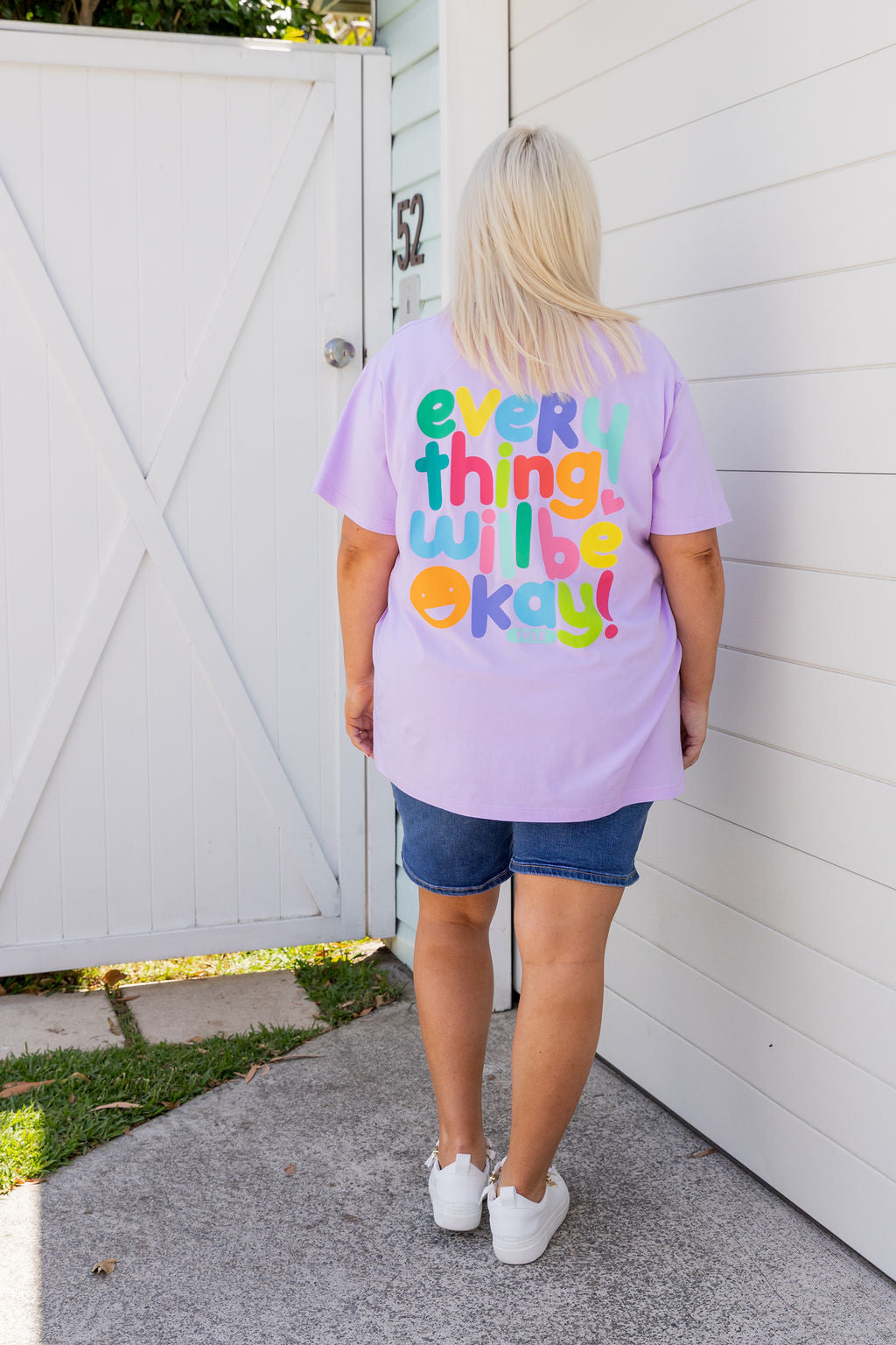 Della Relaxed V-Tee in Be Okay Lilac by Kasey Rainbow