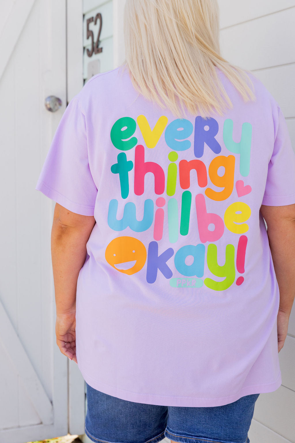 Della Relaxed V-Tee in Be Okay Lilac by Kasey Rainbow