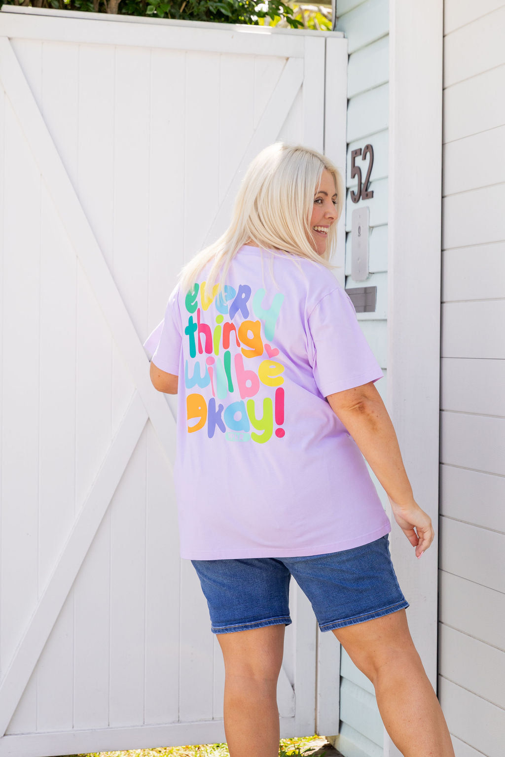 Della Relaxed V-Tee in Be Okay Lilac by Kasey Rainbow