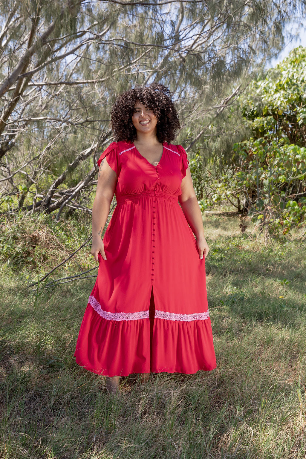 Louisa Maxi Dress in Cherry