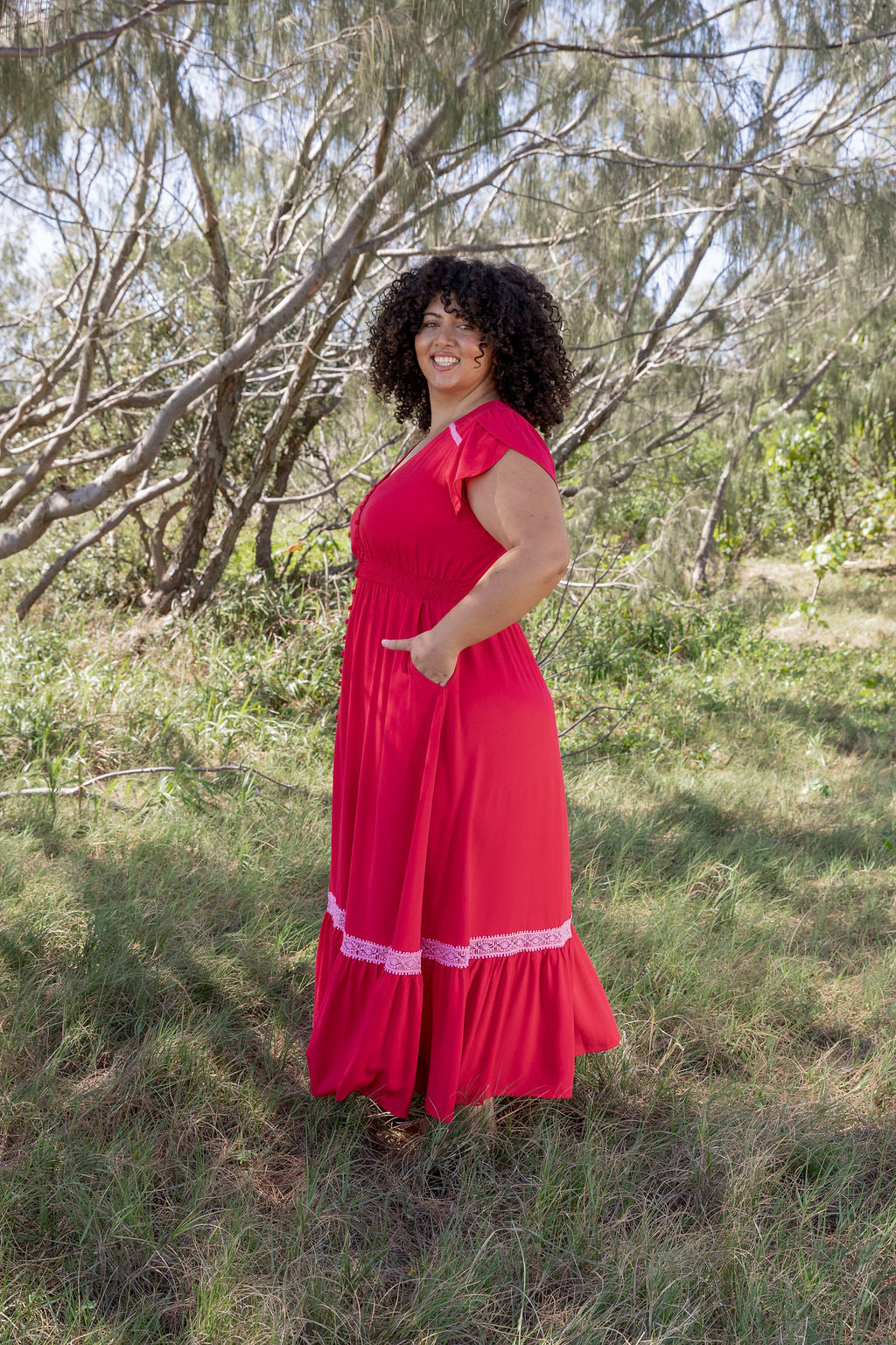 Louisa Maxi Dress in Cherry