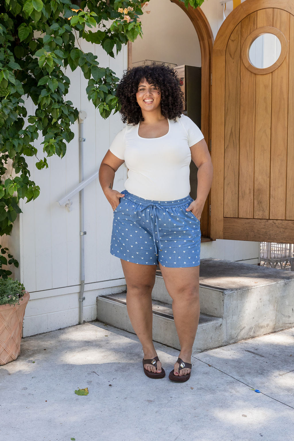 Harlow Shorts in Chambray Hearts