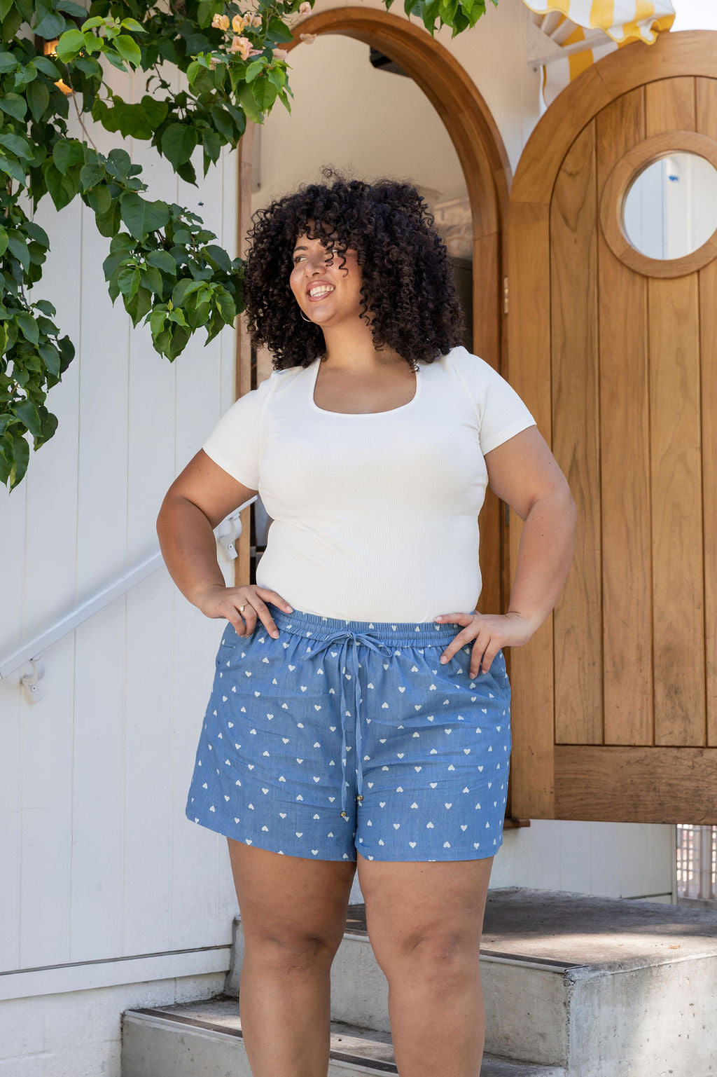Harlow Shorts in Chambray Hearts