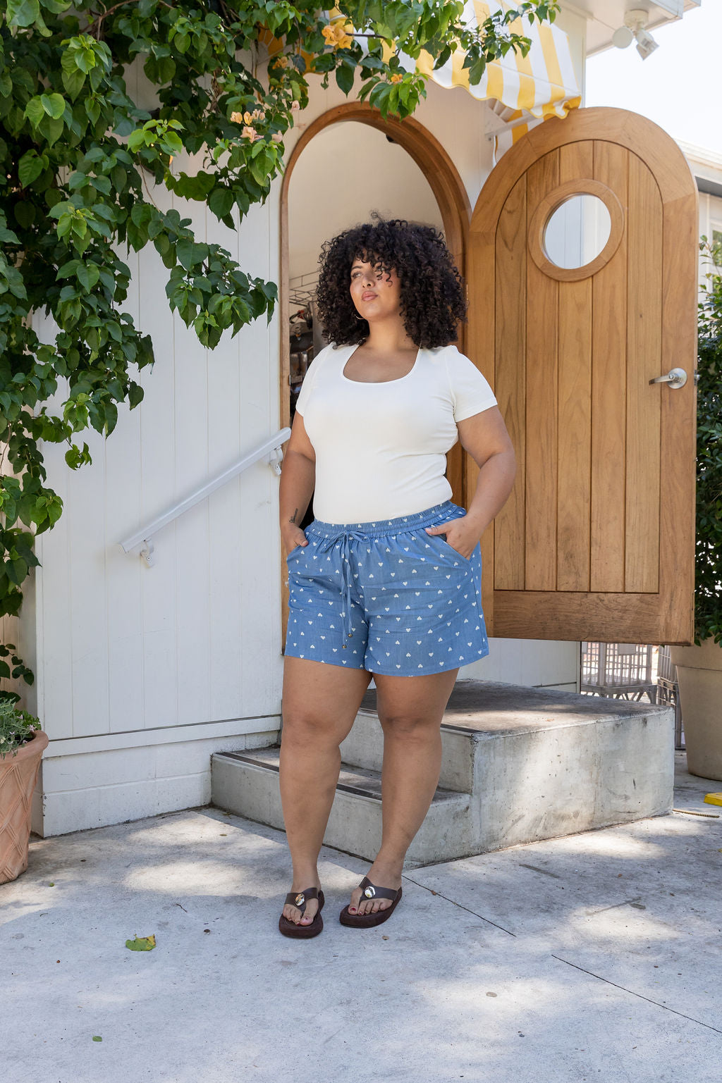 Harlow Shorts in Chambray Hearts