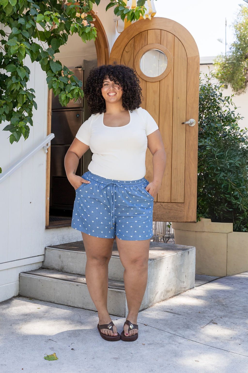 Harlow Shorts in Chambray Hearts