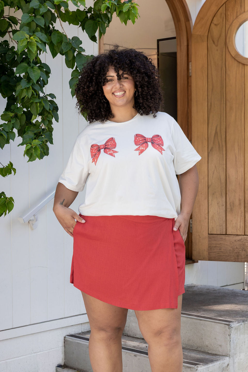 Samara Linen Blend Skort in Vermilion