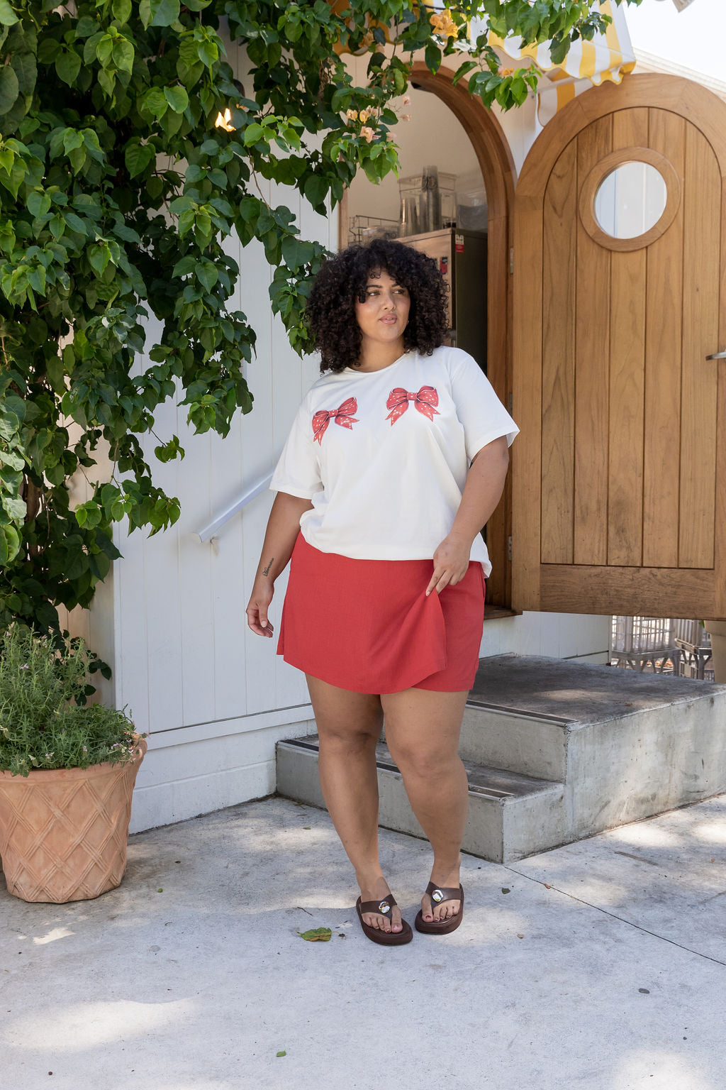 Samara Linen Blend Skort in Vermilion