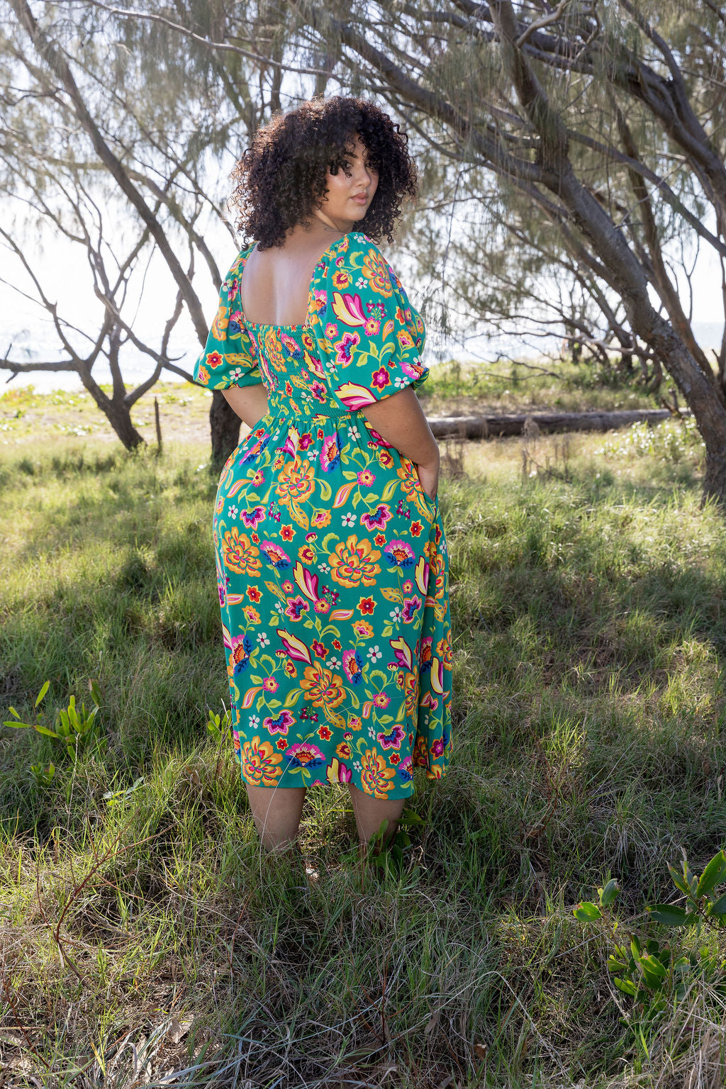 Pippa Cut Out Dress in Emerald Dreams