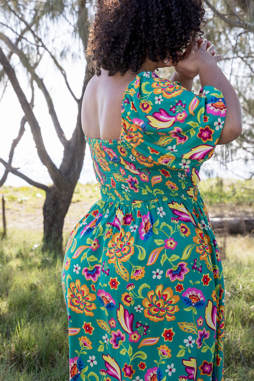 Pippa Cut Out Dress in Emerald Dreams