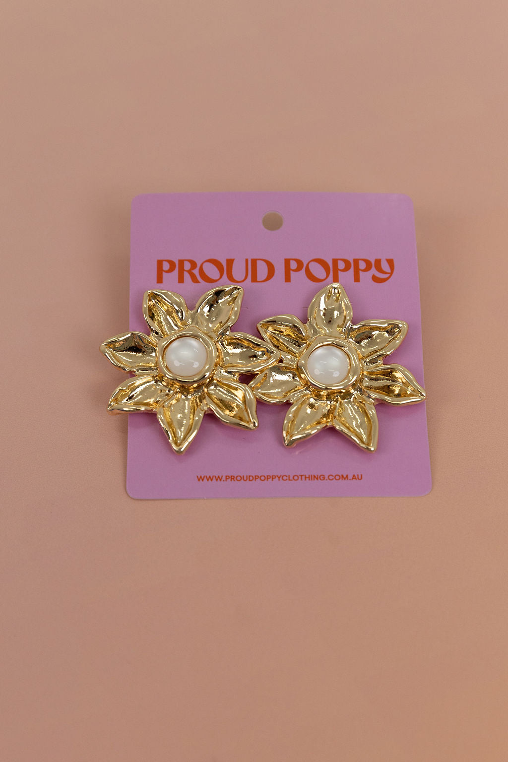 Floral Stone Stud Earrings