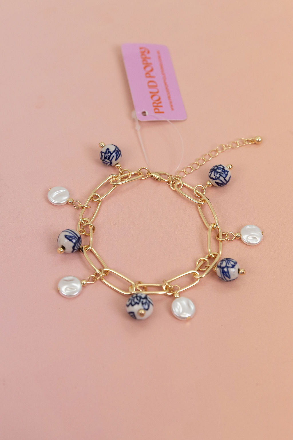 Porcalin Beaded Charm Bracelet