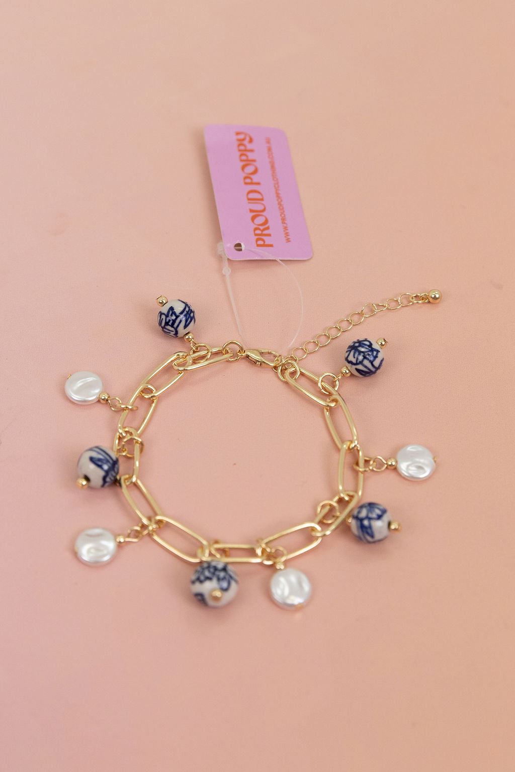 Porcalin Beaded Charm Bracelet