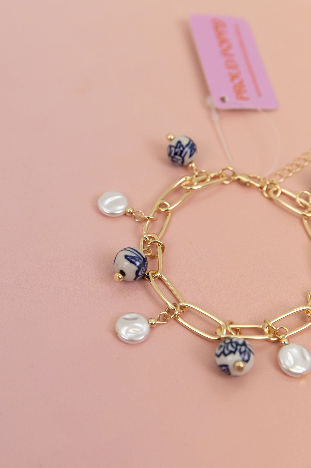 Porcalin Beaded Charm Bracelet