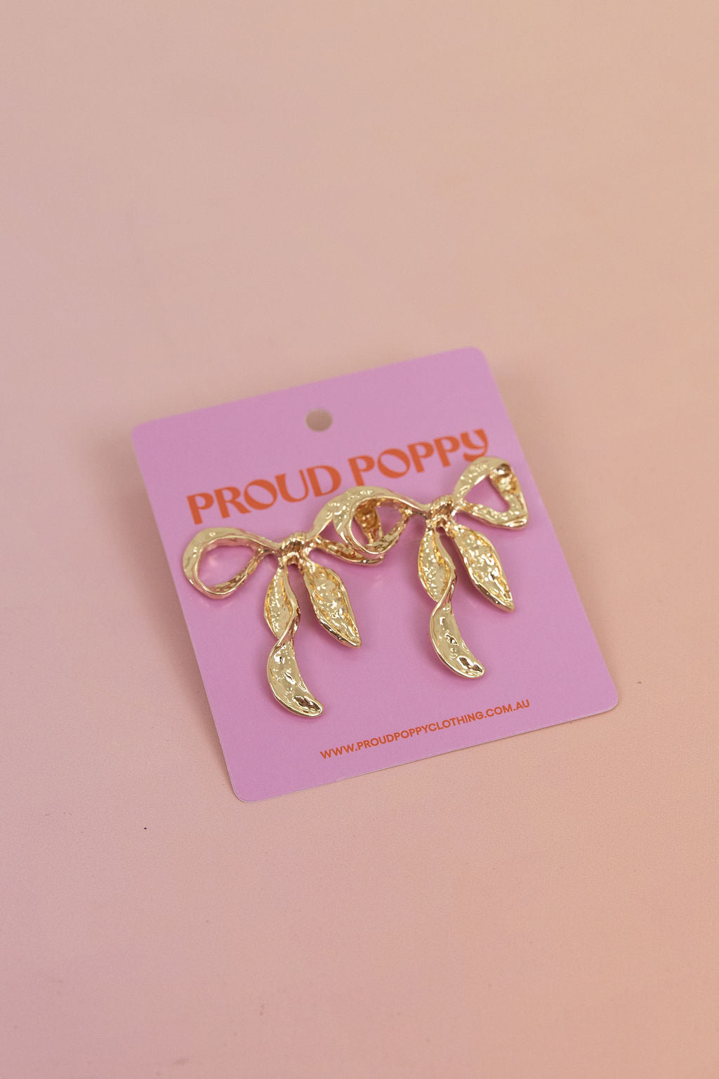 Gold Bow Stud Earrings