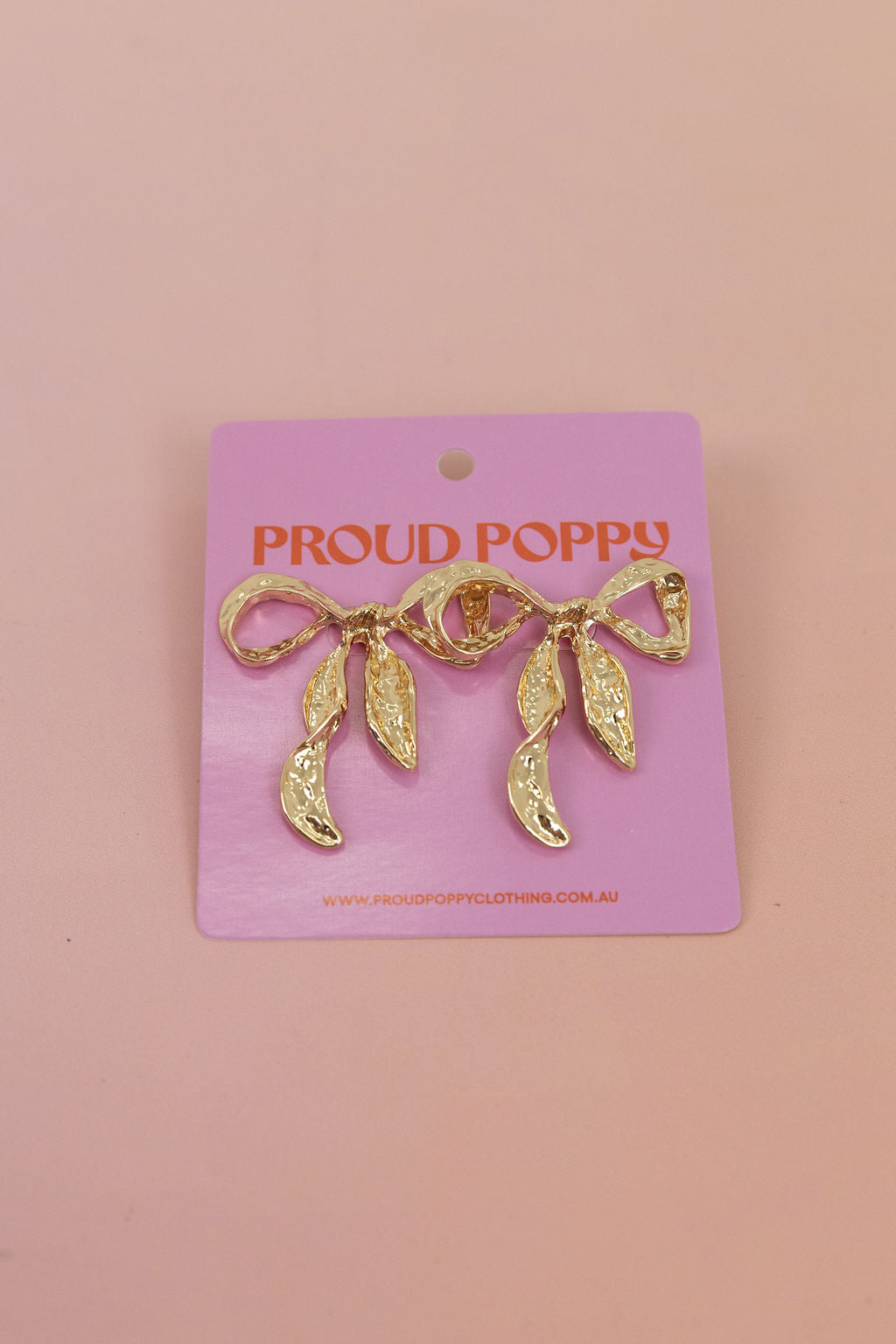 Gold Bow Stud Earrings
