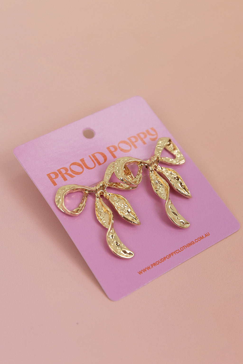 Gold Bow Stud Earrings