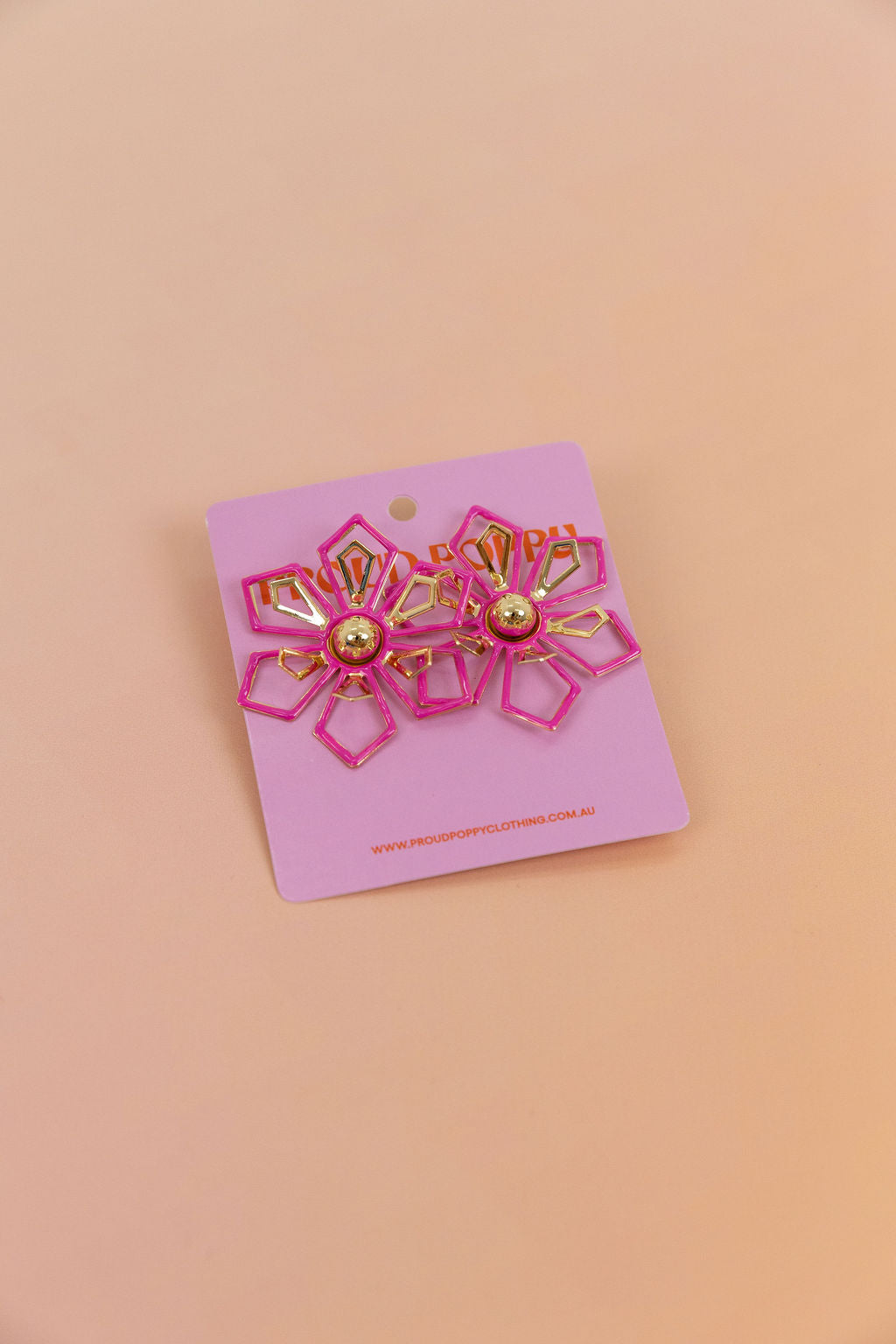 Pink Geo Floral Stud Earrings