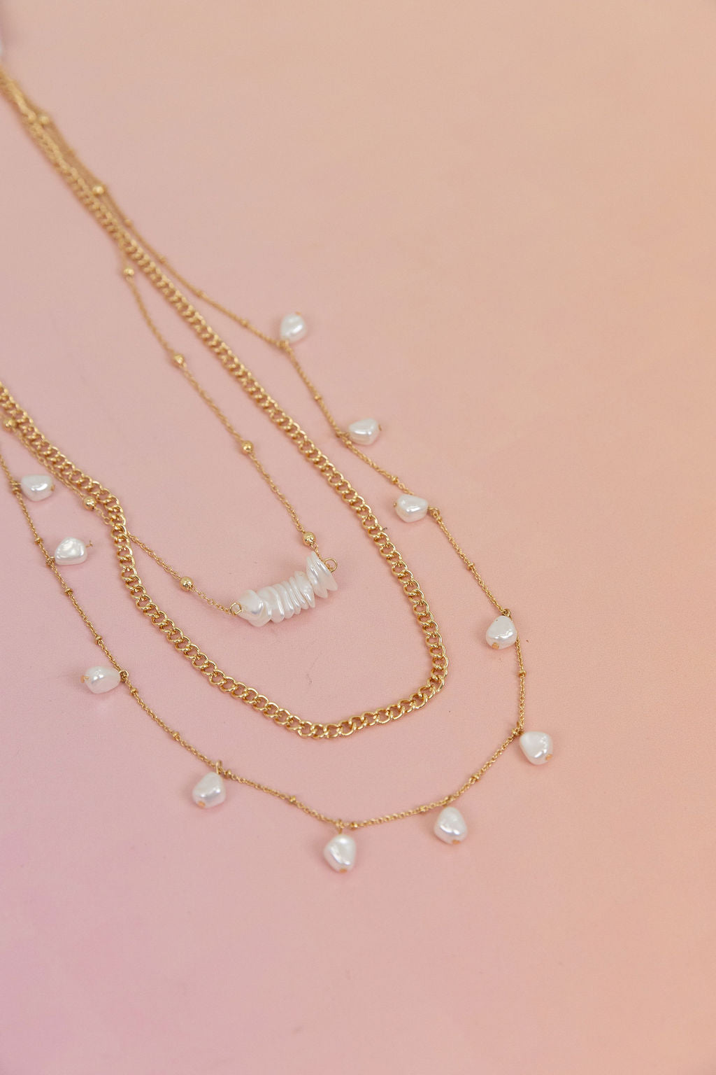 Multi Layered Pearl + Shell Necklace