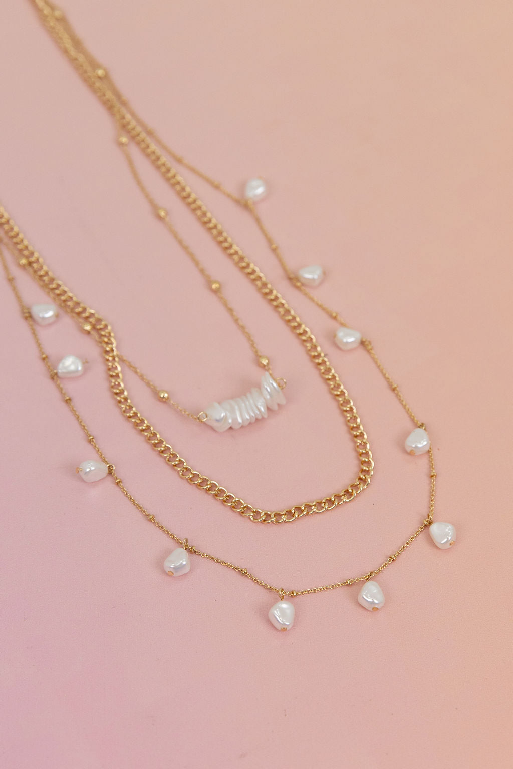 Multi Layered Pearl + Shell Necklace