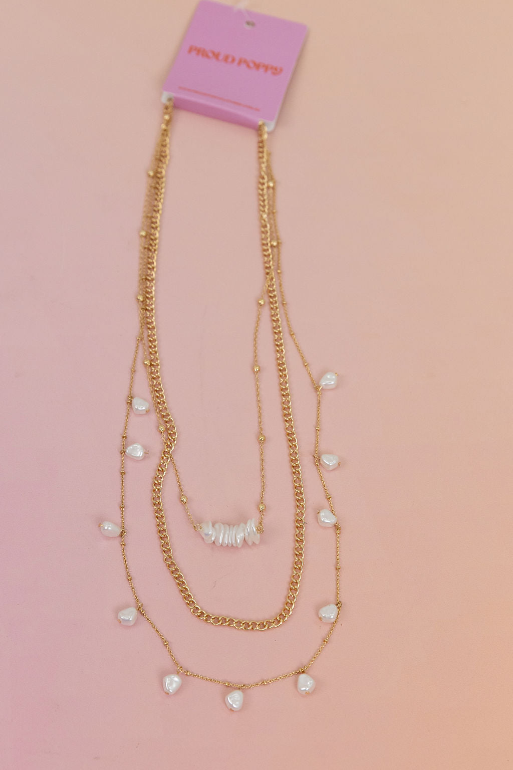 Multi Layered Pearl + Shell Necklace