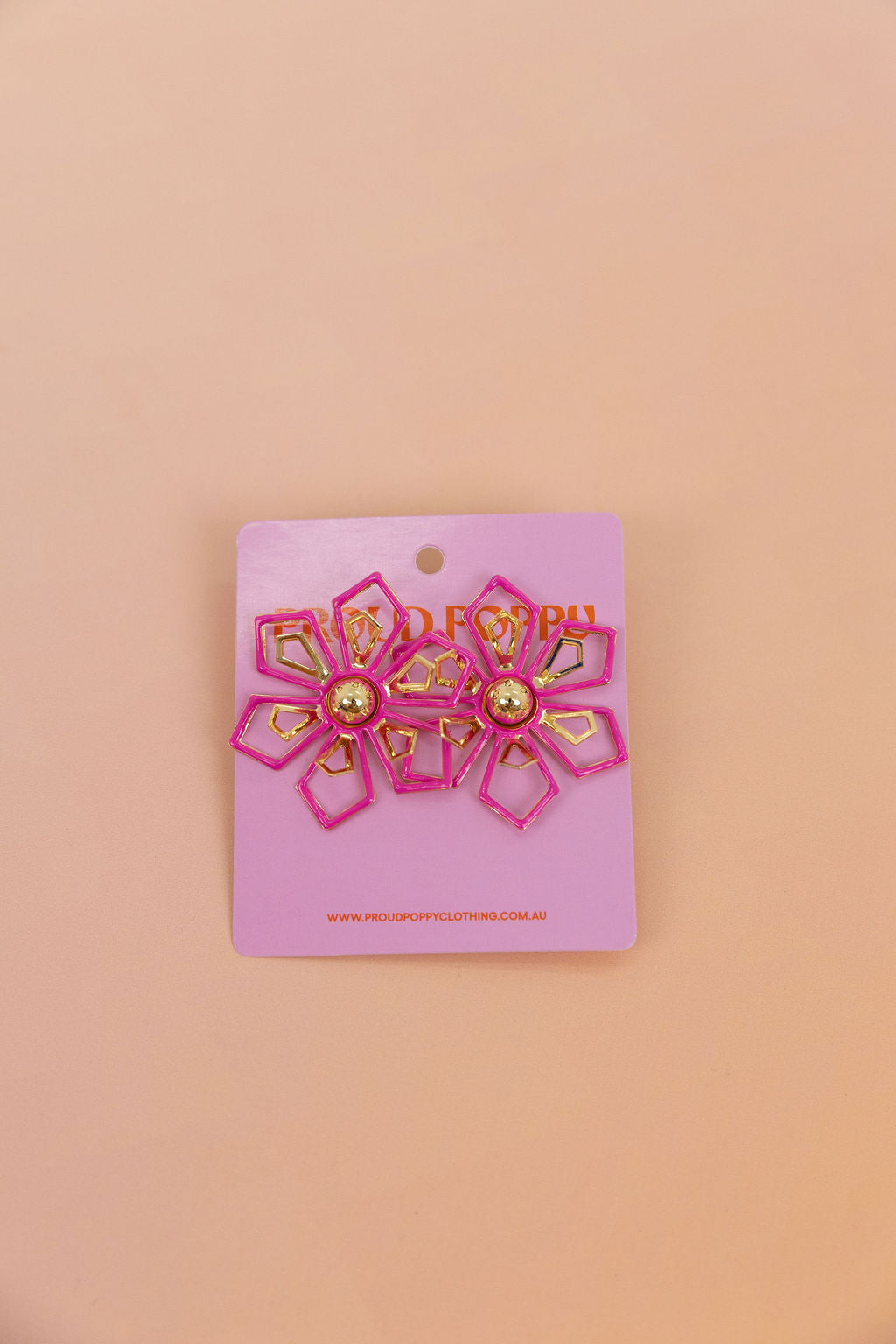 Pink Geo Floral Stud Earrings