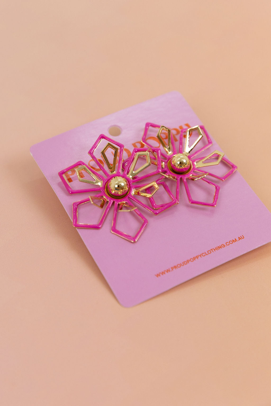 Pink Geo Floral Stud Earrings