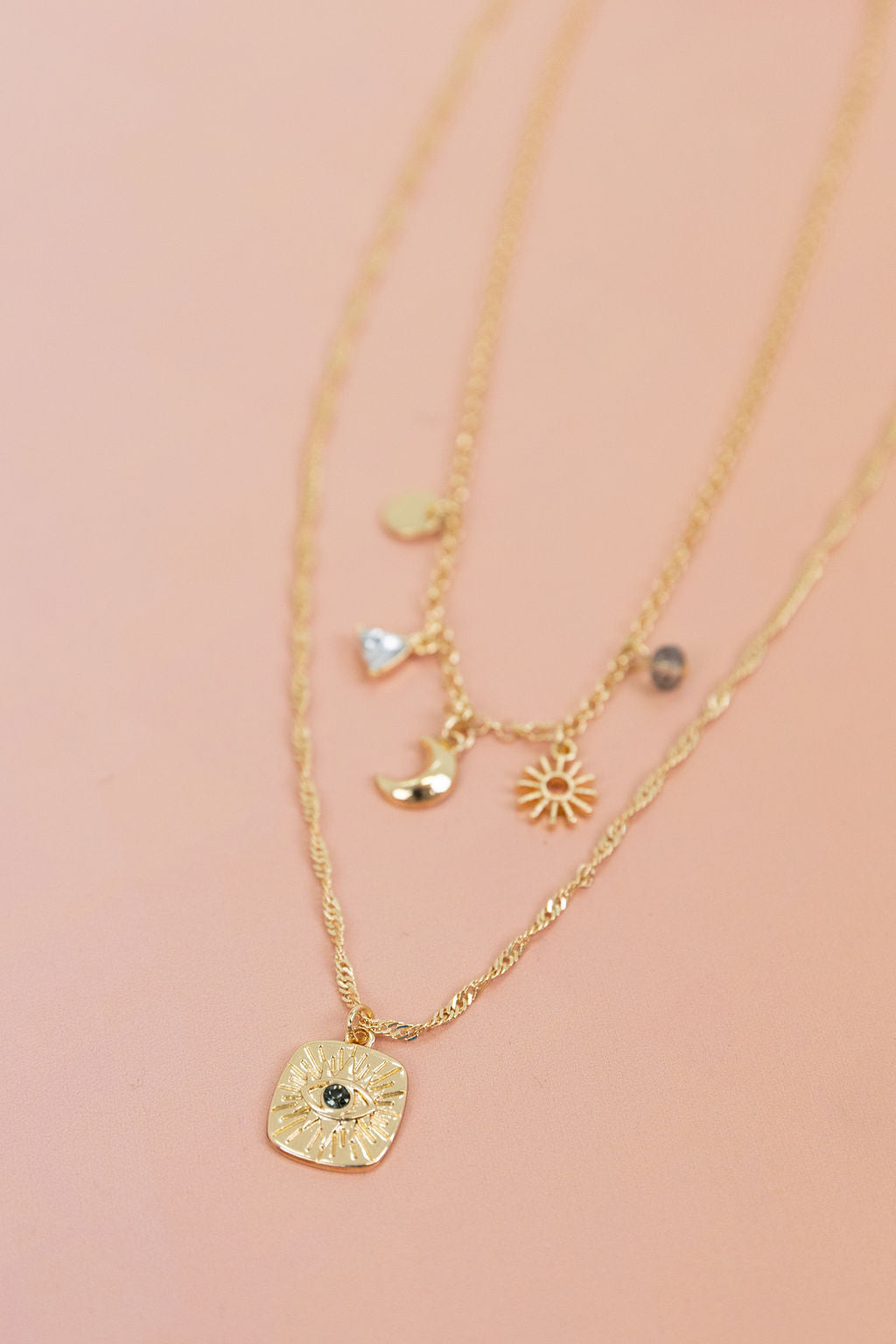 Layered Gold Charm Necklace