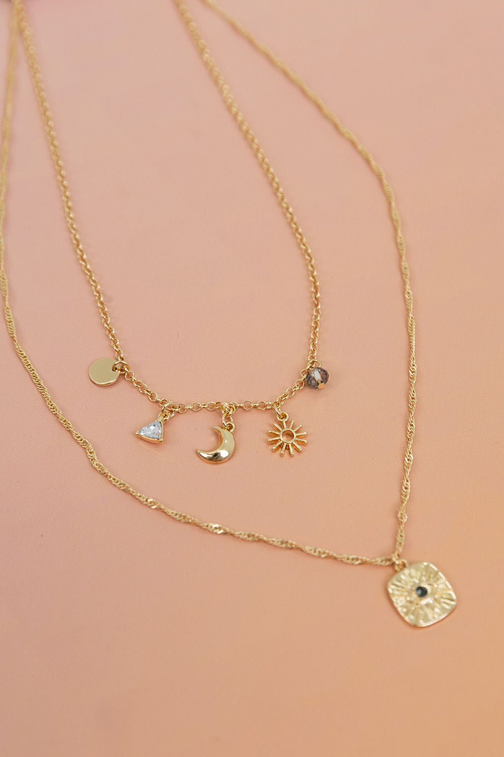 Layered Gold Charm Necklace