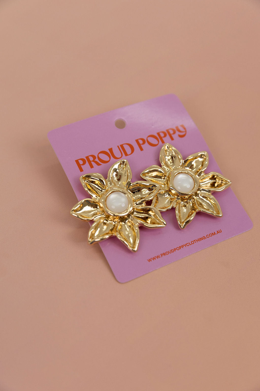 Floral Stone Stud Earrings