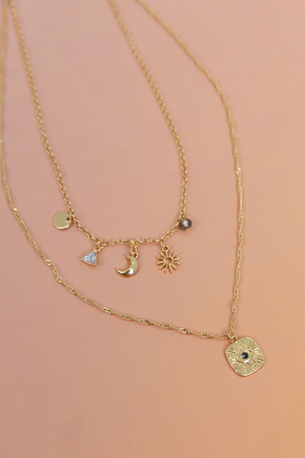 Layered Gold Charm Necklace