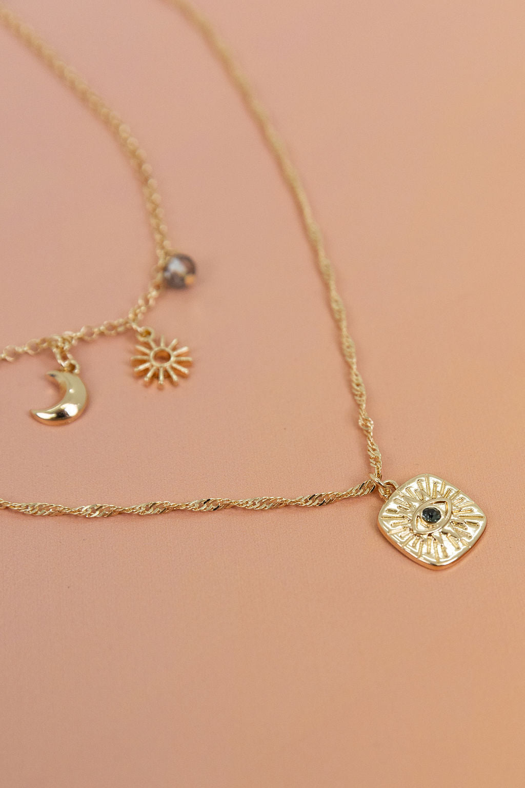 Layered Gold Charm Necklace