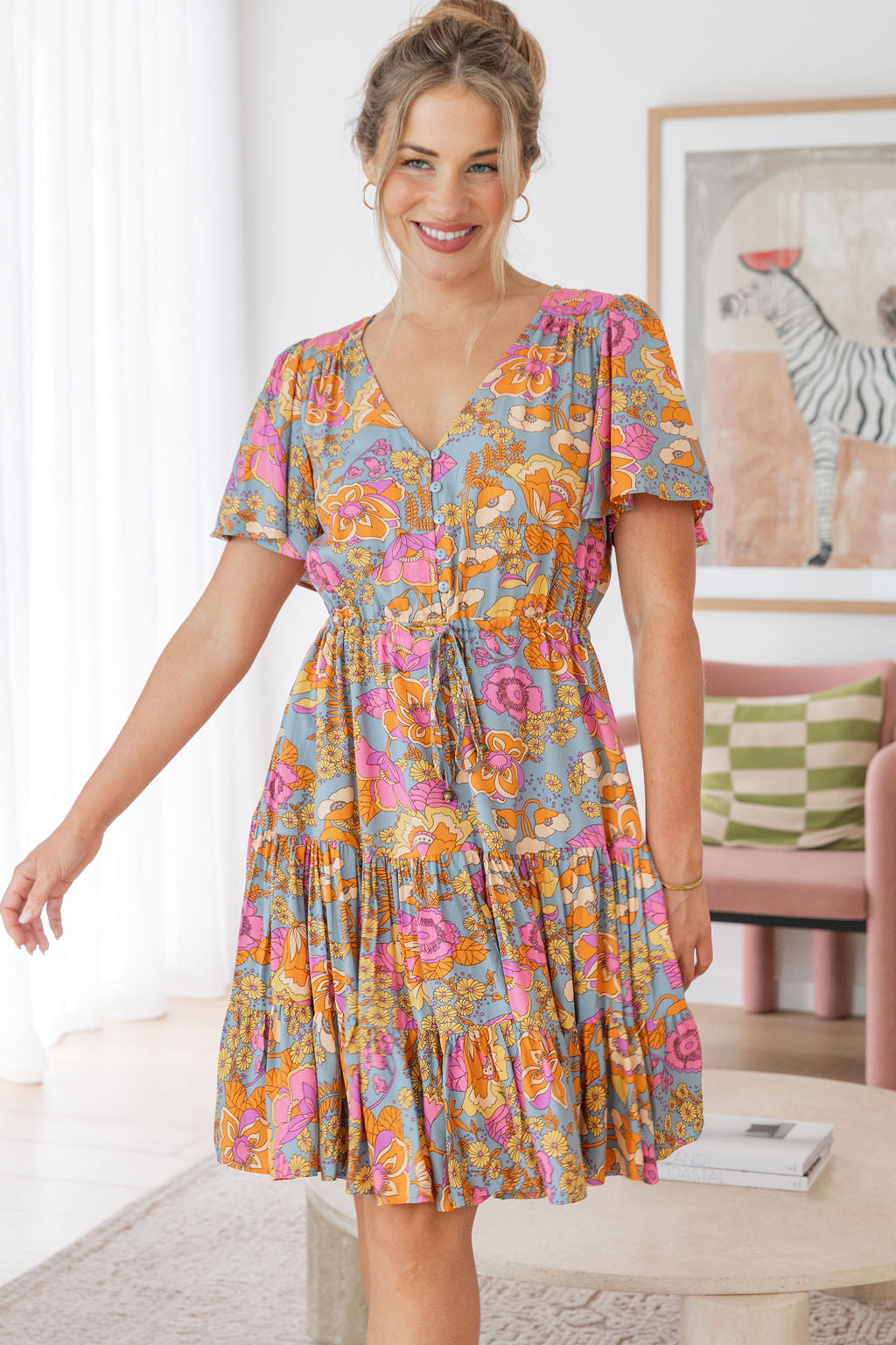 Charlie Dress in Ash Mixed Floral