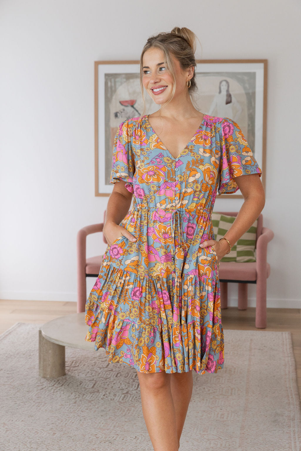 Charlie Dress in Ash Mixed Floral