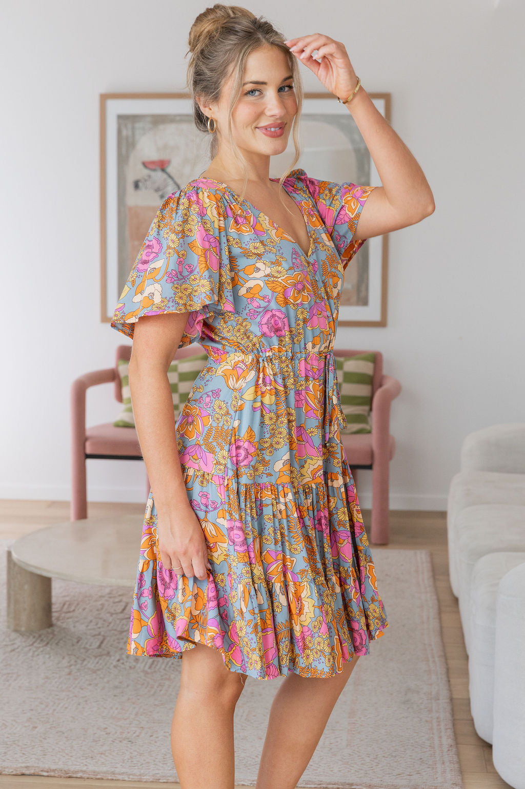 Charlie Dress in Ash Mixed Floral